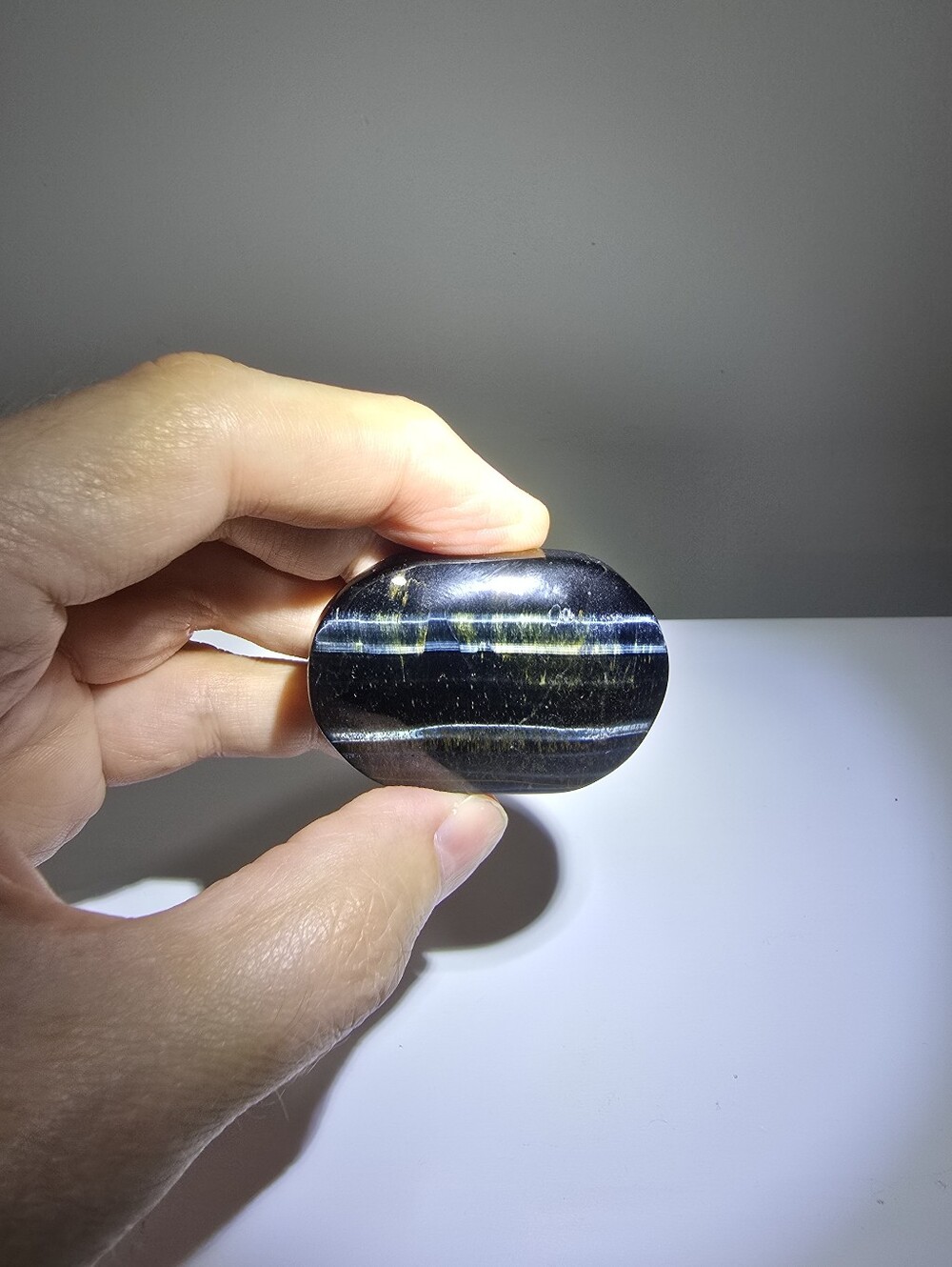 Blue Tigers Eye Crystal Palmstone #H
